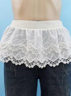 打底小屁帘秋冬季卫衣叠穿神器芭蕾风腰封短裙蕾丝花边下摆半身裙