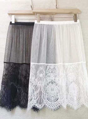 打底加长衬裙蕾丝叠衬裙花边蕾丝拼接防走光安全裙夏季薄款打底裙