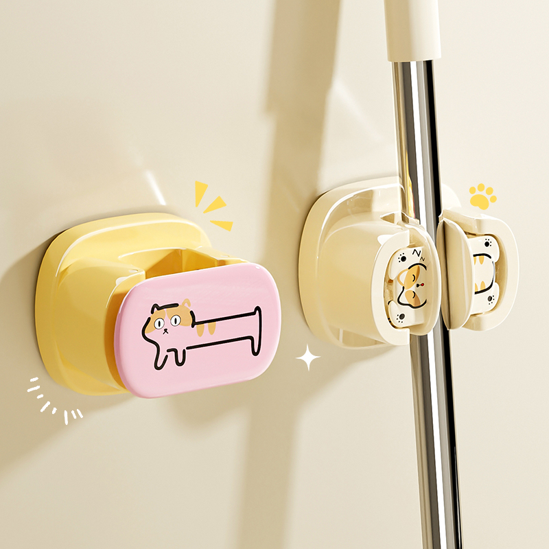 【粗细都可挂】免打孔吸盘拖把夹