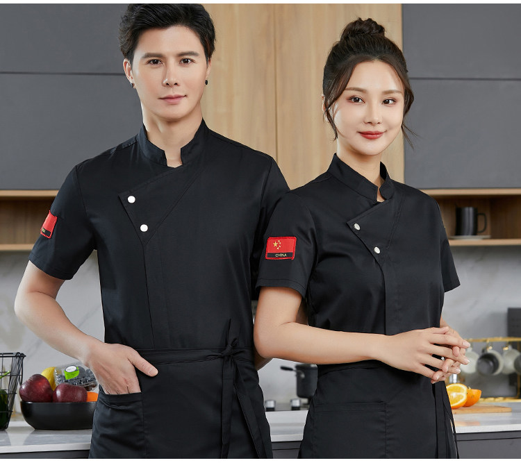 高端厨师服短袖男酒店饭店食堂餐厅后厨房烘焙纯棉长袖工作服女