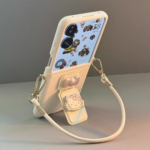 适用华为PuraX典藏版nova折叠屏pocket2手机壳秋冬款vivoX带支架OPPO手提N3Flip绳小米mixFlip2皮质中轴保护