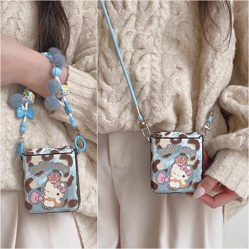 适用华为PuraX折叠屏手机壳荣耀MagicVFlip2壳膜一体小米MixFlip2摩托罗拉50三星zflip7FE卡通KT猫毛绒手链60