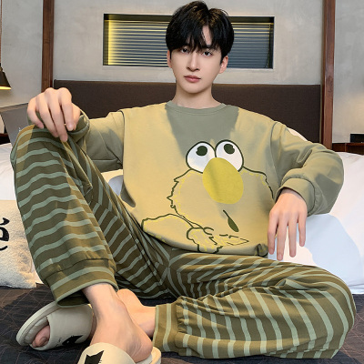 100%棉男士卡通长袖睡衣