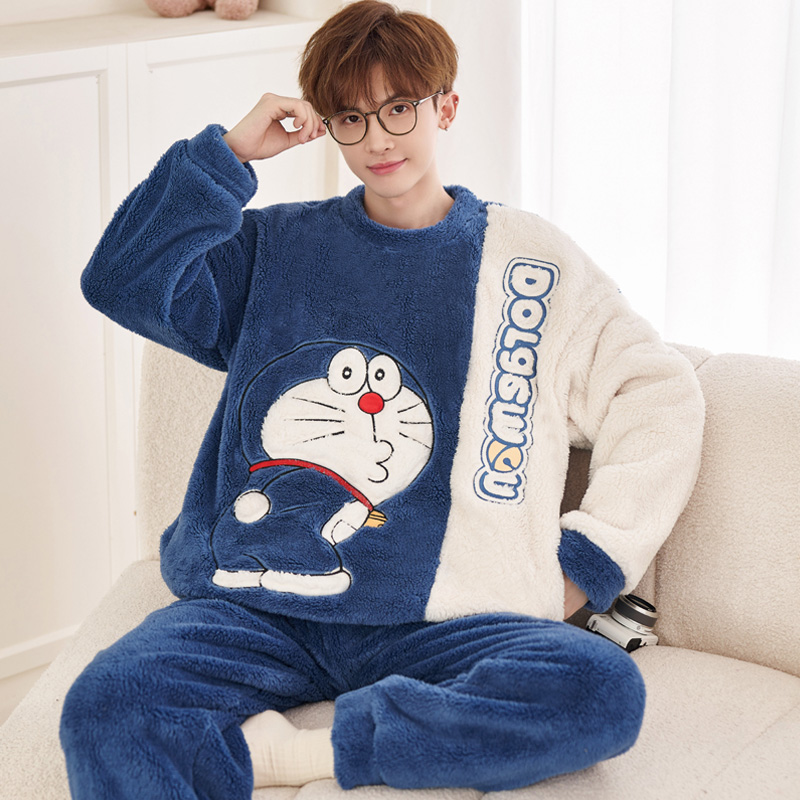 男士长毛绒加厚加厚家居服可外穿