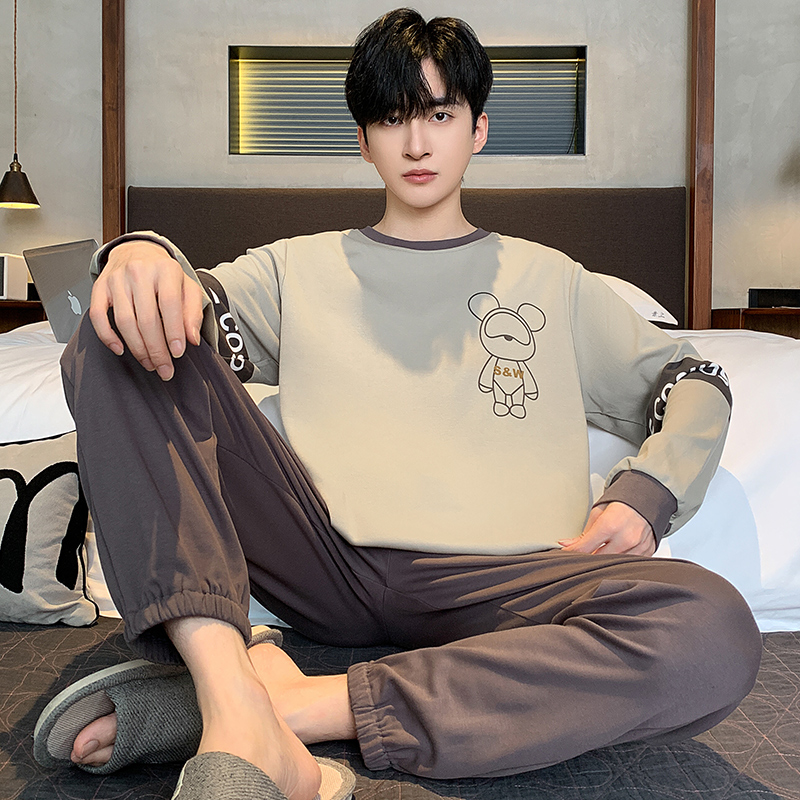 男士纯棉不起球家居服