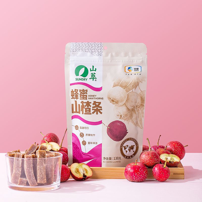 中粮山萃蜂蜜山楂条袋装138g休闲小零食果脯山楂片儿童 wfz