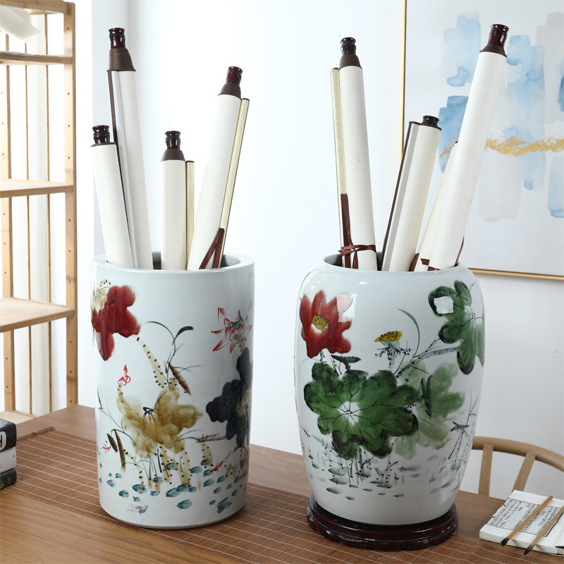 景德镇陶瓷书画缸卷轴字画落地