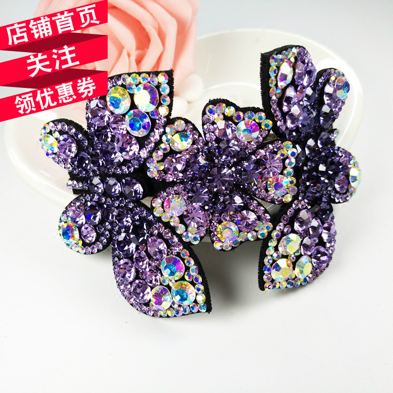 花来花往水钻大号蝴蝶花朵发夹发卡子水晶顶夹弹簧夹横夹头发饰品