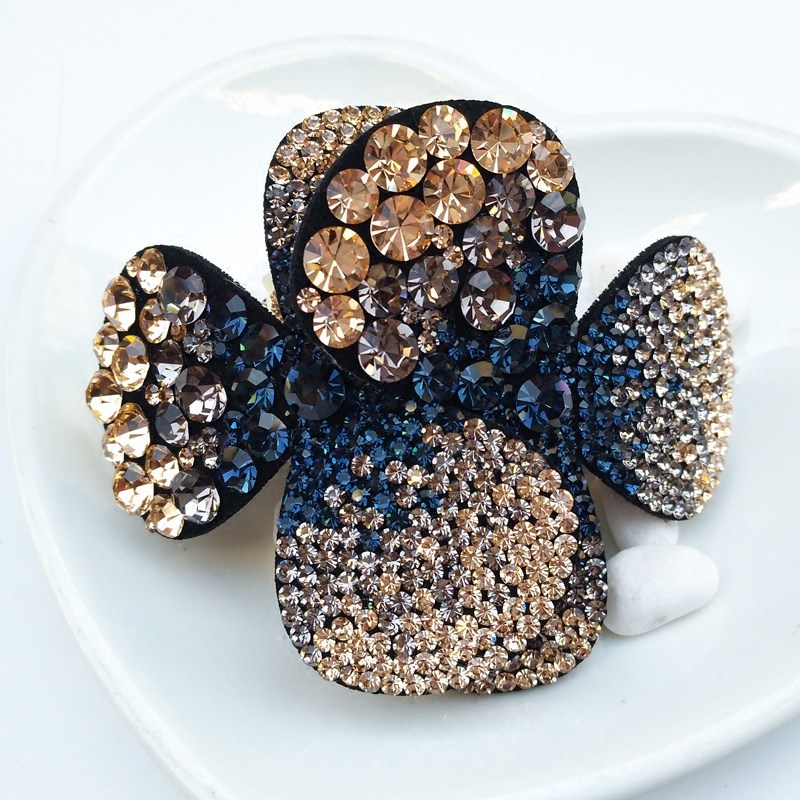 韩版头发饰镶钻花朵发夹弹簧夹横夹顶夹水钻马尾夹花苞丸子头盘发