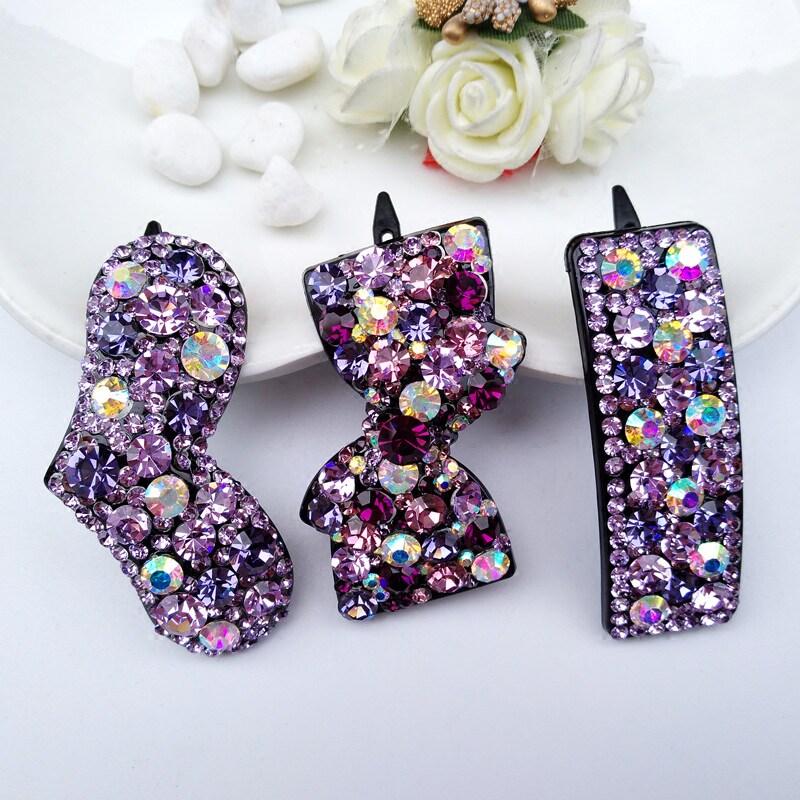 韩版水钻蝴蝶结边夹顶夹简约成人桃心刘海发夹一字夹青蛙扣头发饰