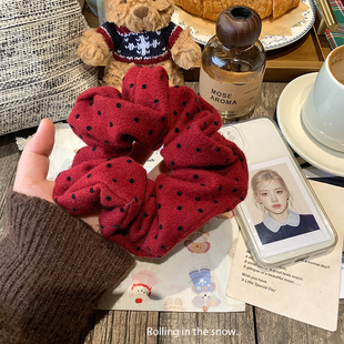 韩系ins新年复古红大肠发圈女高级感扎头发绳马尾弹力橡皮筋头饰