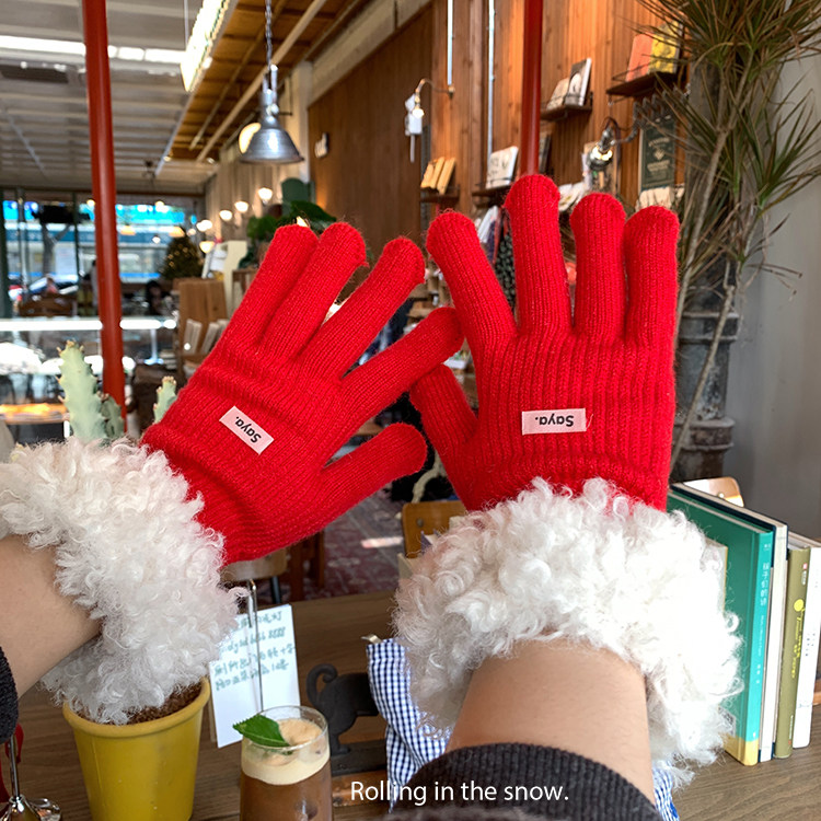 韩系冬季针织毛线手套女露指可触屏可爱毛绒分指手套保暖仿羊羔毛,服饰配件/皮带/帽子/围巾,手套,淘宝优惠券,粉丝福利购,淘宝优惠卷