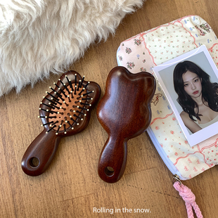 可爱檀木气垫梳女迷你小巧便携头部按摩经络疏通头皮气囊梳子随身
