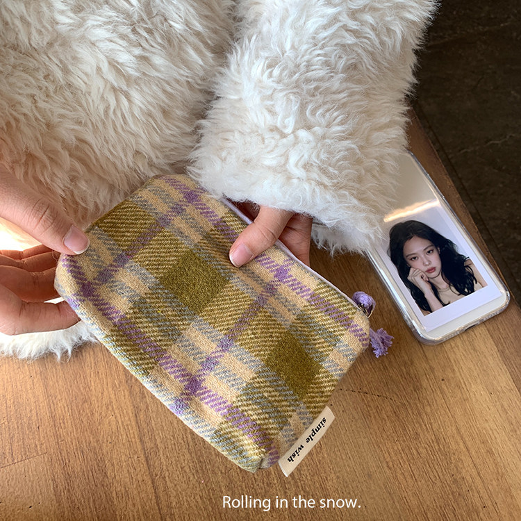 韩国ins复古毛呢格纹零钱包女迷你便携口红气垫身份证件收纳卡包,箱包皮具/热销女包/男包,钱包,淘宝优惠券,粉丝福利购,淘宝优惠卷