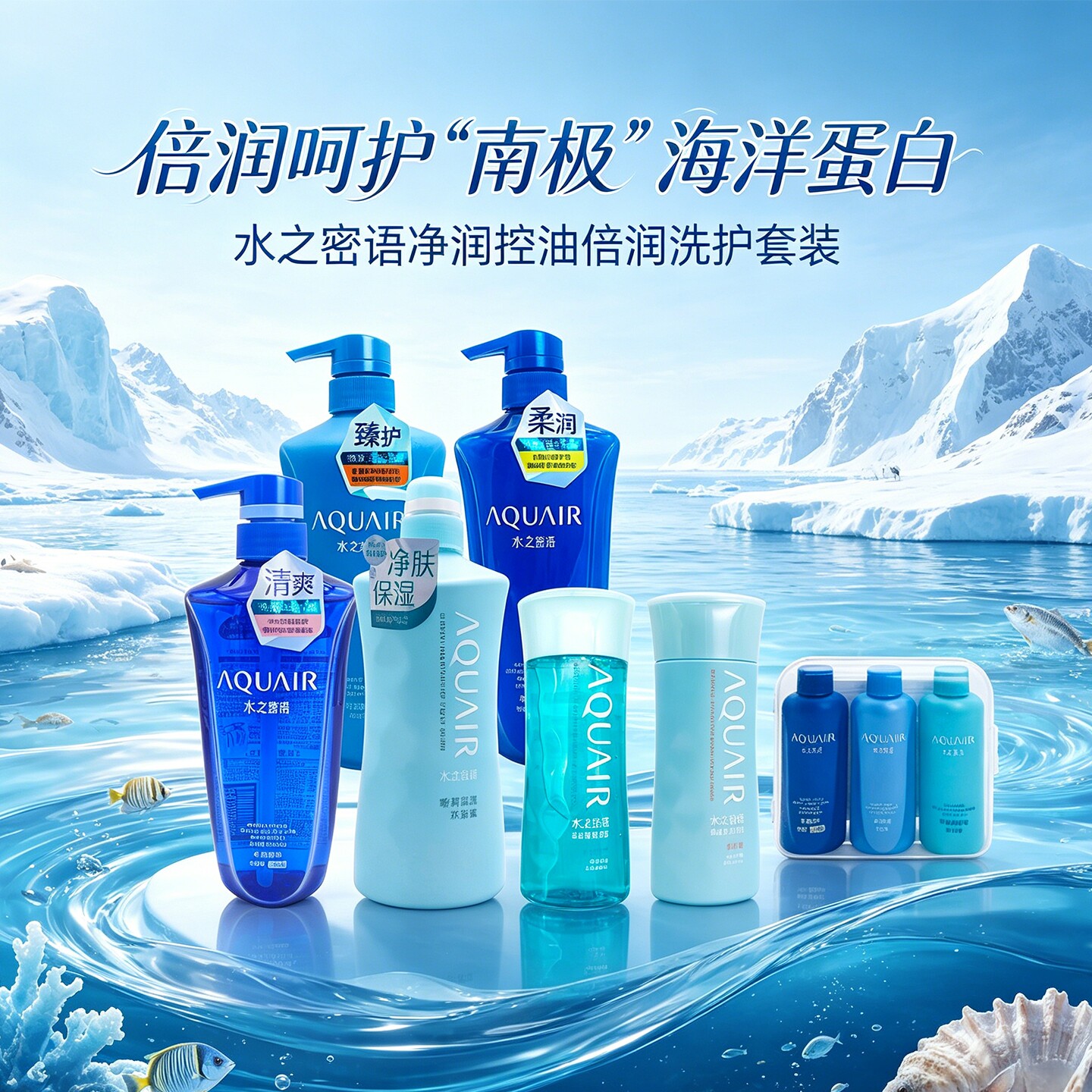 日本水之密语净润控油倍润洗发水护发素洗护套装海盐沐浴露600ml