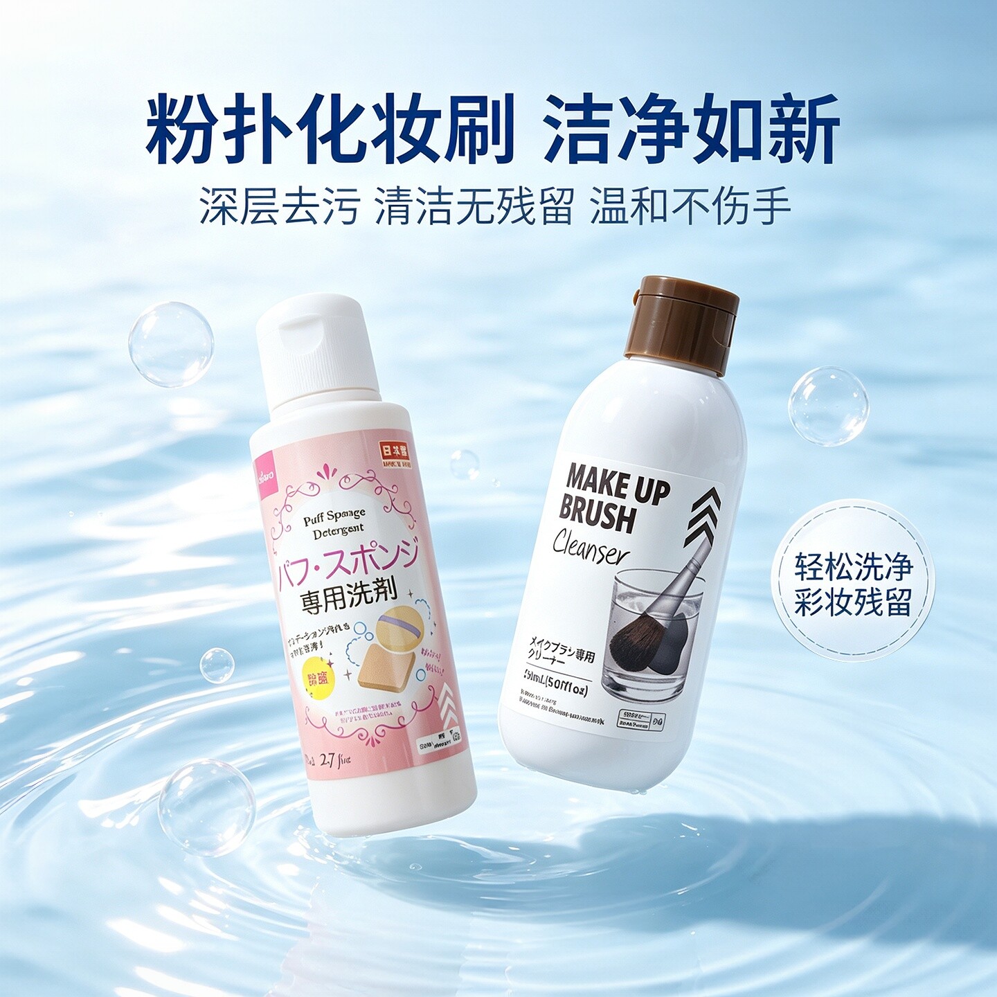 包邮 日本大创粉扑化妆刷子清洁剂洗液清洗剂杀菌除菌粉扑清洗液
