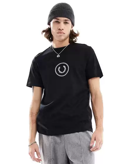 Fp Wheat Spike T-Shirt Solid Color Pure Cotton Regular Shoulder Short Sleeve Men's American Style Embroidered Business Casual Cool Style Top