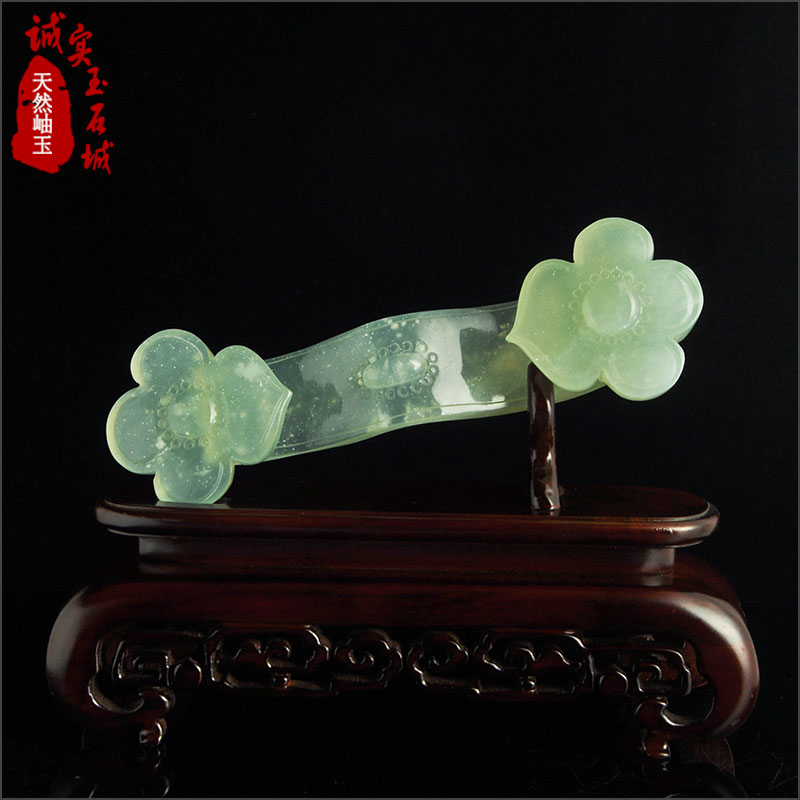 岫色玄关客厅天然岫岩玉如意摆件