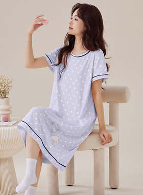 女士夏天短袖睡裙甜美可爱