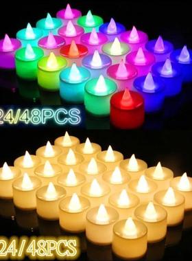 12/24/48Pcs Flameless LED Candles Lights Battery Powered Tea