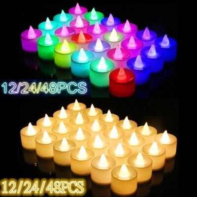 12/24/48Pcs Flameless LED Candles Lights Battery Powered Tea