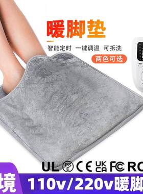 110v220v插电式暖脚垫电加热毛毯垫冬天电热取暖器暖脚宝美国台湾