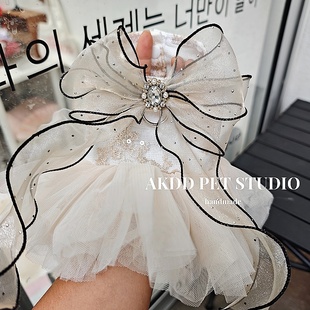 宠物狗狗猫咪衣服春夏新款可牵引绳公主裙泰迪比熊约克夏婚纱礼服