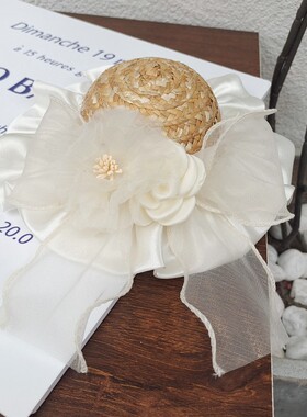 宠物猫咪狗狗超仙法式浪漫花朵花边夏天草帽仙女风小型犬头饰装扮