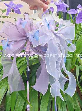 手工大蝴蝶结超仙宠物猫咪狗狗工字牵引绳链防挣脱小猫兔子遛猫绳