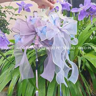 手工大蝴蝶结超仙宠物猫咪狗狗工字牵引绳链防挣脱小猫兔子遛猫绳