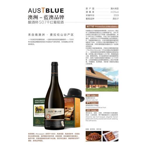 AUSTBLUE蓝澳酿酒师507干红葡萄酒2019西拉子红酒一支装