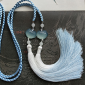 简约浅绿平安如意锁渐变流苏吊坠腰绳圆领袍宫绦腰带古风汉服配饰