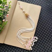 古风可拆卸米珠发簪步摇汉服配饰25CM米珠链流苏超长金笼挂坠发饰