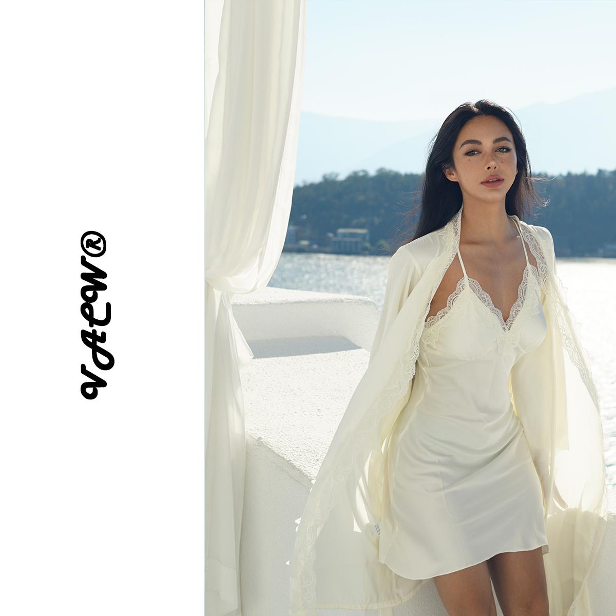 VACW强推！超柔软法式仿真丝高级性感睡衣女冰丝薄款吊带睡裙大码