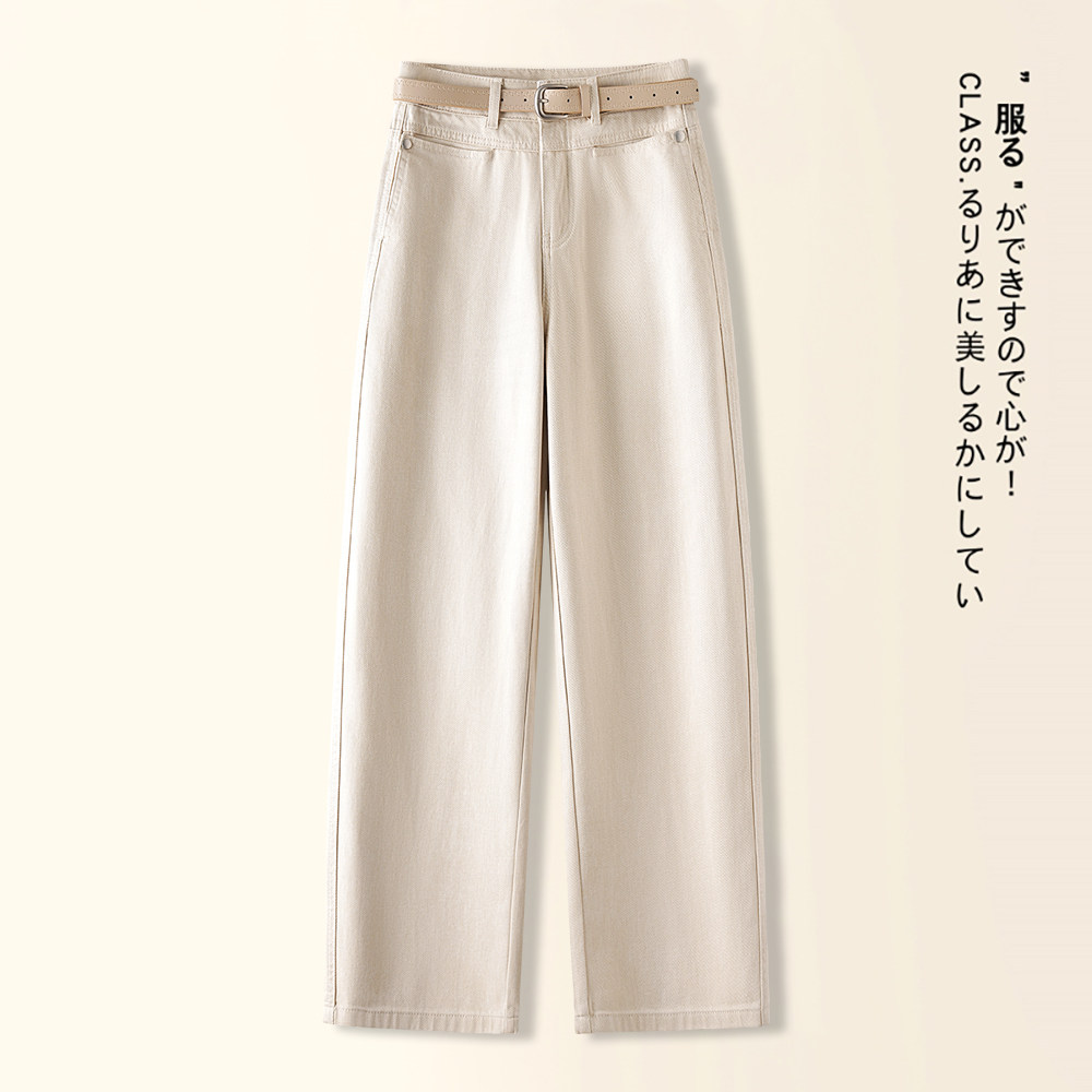 浅色阔腿牛仔裤女春季2026新款垂感显瘦高腰宽松休闲流行弯刀裤子