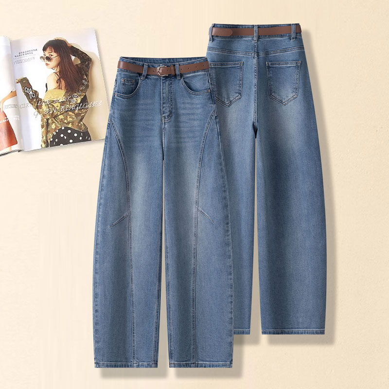 蓝色直筒弯刀牛仔裤女2026年春秋季新款今年流行爆款小个子镰刀裤