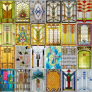 蒂凡尼珐琅彩教堂彩色艺术玻璃隔断屏风入户玄关法式 复古花窗定制