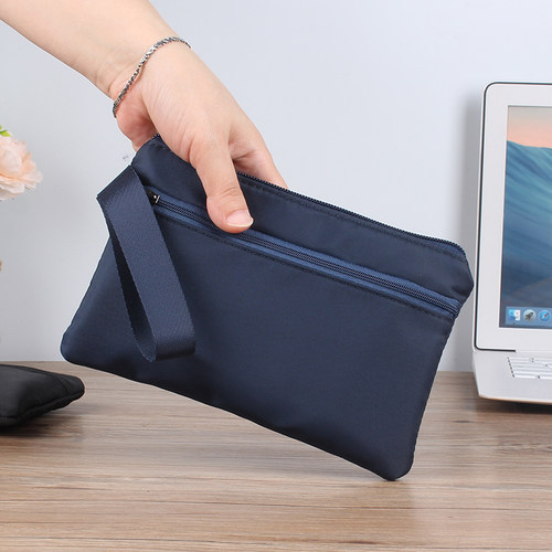 夏季新款轻便手机包时尚简约布艺薄款男女零钱包双层拉链手拿包