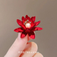 中国风奢华红色花朵胸针设计感莲花胸花礼服小众女西装 别针配饰品