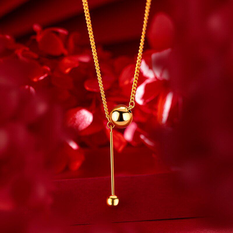 新款ins小众设计一体球球项链女士越南沙金仿真黄金简约时尚首饰