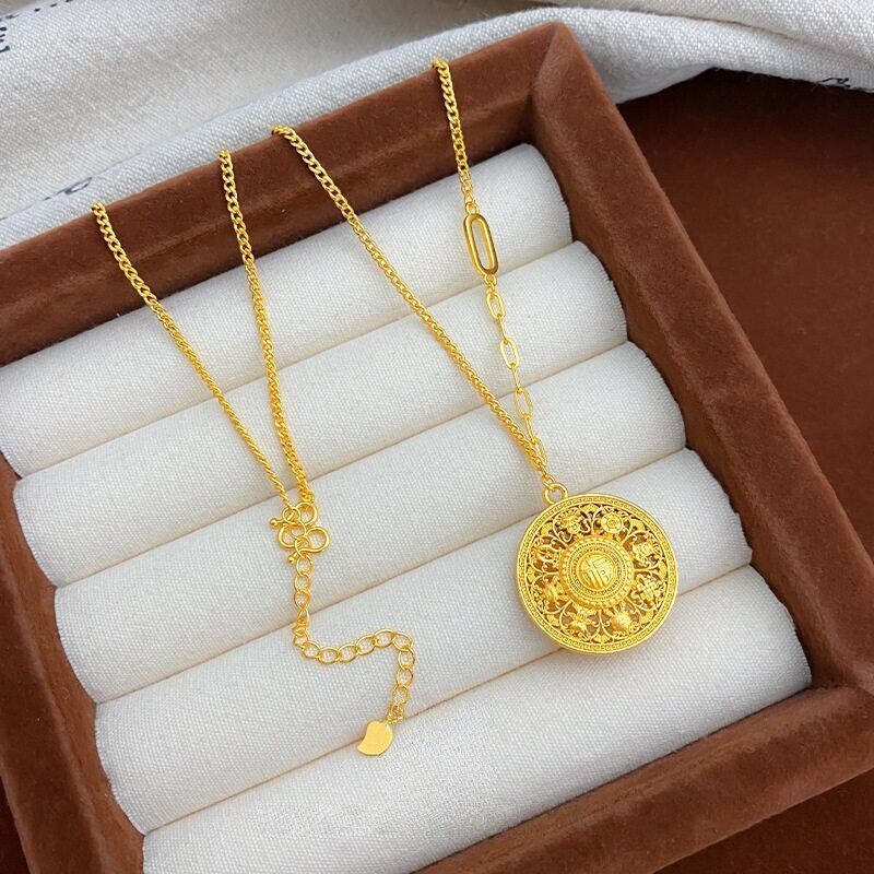 吉言八宝罗盘套链女士越南沙金仿真黄金不掉色锁骨项链轻奢高级感