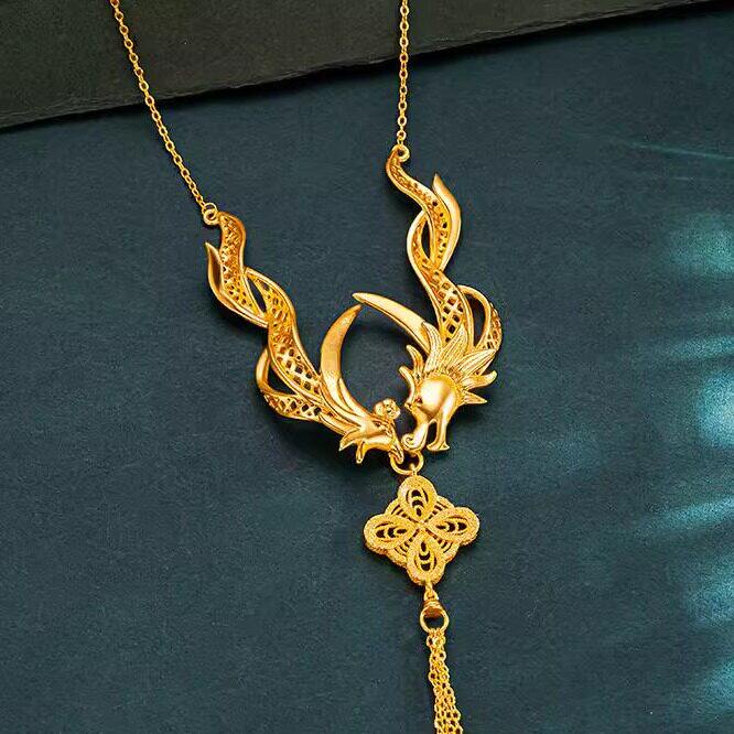2025年新款龙凤呈祥套链女士高级感项链越南沙金仿真黄金结婚三金