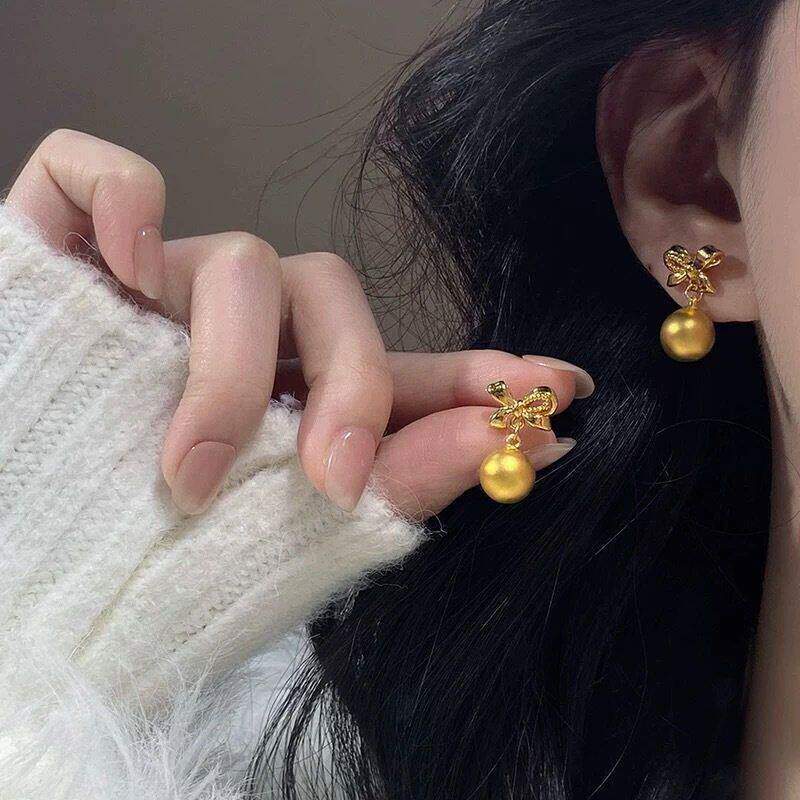 越南沙金蝴蝶结转运珠耳