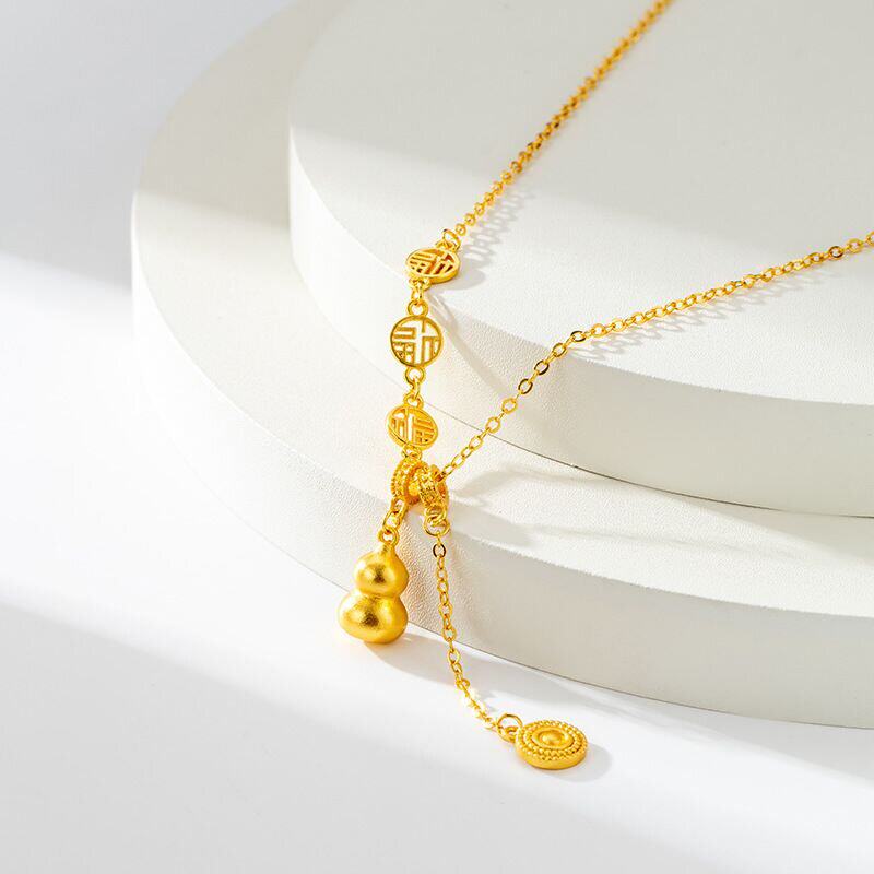 2025新款福禄葫芦项链女士越南沙金仿24k黄金高级感轻奢小众配饰