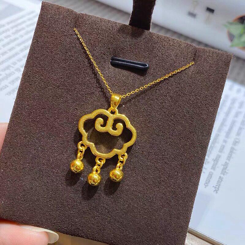 越南沙金项链女古法传承吊坠锁骨链仿真黄金久不掉色原创设计简约