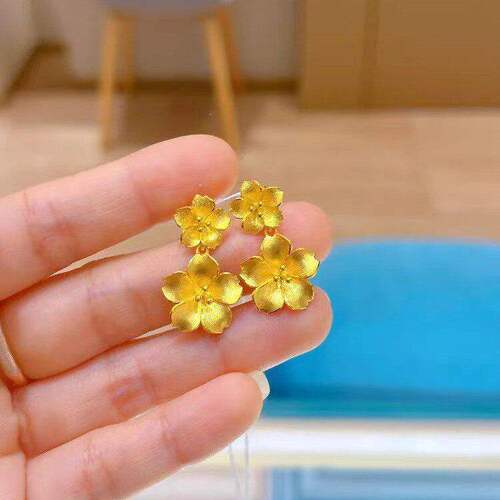 花月佳期五瓣双生花耳钉