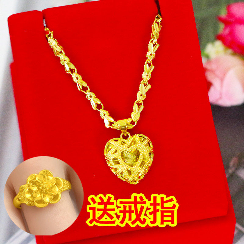 越南沙金项链女锁骨链正品仿真黄金吊坠999久不掉色24K首饰纯金色