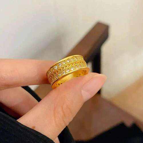 点钻麦穗沙金戒指黄金色