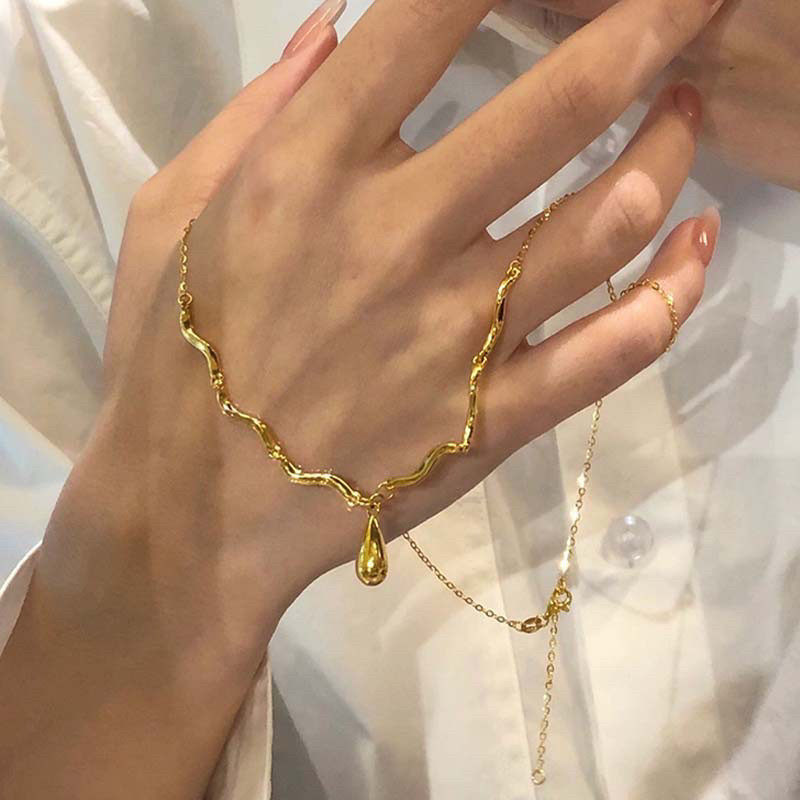 2025年新款爆款弯管水滴项链女轻奢高级感越南沙金仿真黄金不掉色