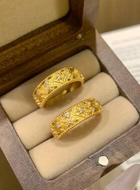 镂空点钻戒指沙金彷真黄